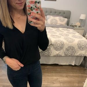 A New Day size XS long sleeve black blouse